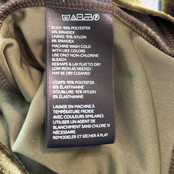 Urban Outfitters S Goldmine Olive Green Velvet Mini Faux Wrap Romper Boho Fairy - Picture 9 of 10